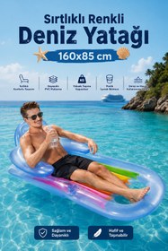 Resim craftivio Sırtlıklı ve Bardaklıklı Şişme Deniz Havuz Yatağı Şezlong 160x85 cm 