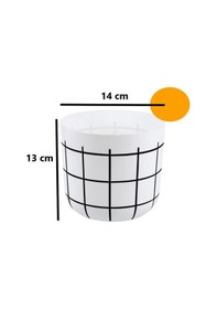 Resim Omnipazar Krs-211 Dekoratif Karo Desenli Saksı 1.4 Litre No 1 Beyaz 