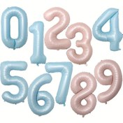 Resim 1 adet 81.28cm Vintage Mavi & Pembe Numara Folyo Balonlar - Dayanıklı Alüminyum Film, Doğum Günleri, Düğünler, Sevgililer Günü & Noel Süslemeleri için Mükemmel, Doğum Günü Balonları 