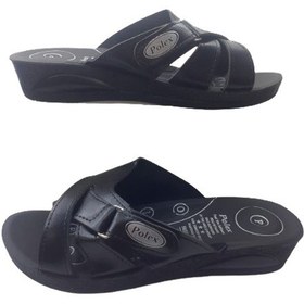 Resim Polex Kadın Siyah Cırtlı Ortopedik Taban Günlük Şık Terlik Siyah 