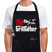 Resim 1 Adet Baismallpure Komik Izgara Önlüğü - "The Grillfather" Tasarımlı Ayarlanabilir Polyester Mutfak Önlüğü, BBQ Araçları & Telefon Depolama için Çoklu Cepler - Barbekü Ustaları ve BBQ Tutkunları İçin Mükemmel Babalar Günü, Noel Hediyesi, Mizahi Mutfak Giysisi 