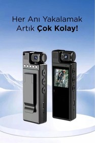 Resim Vothoon 4k 180 Derece Vücut Kamerası Wifi Gece Görüşlü Aksiyon Kamerası 