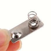 Resim 10 adet Demir Yaylı Pil Temas Plakası, AAA Pilleri için 21x9mm Yedek Metal Yaylı Klips, Gümüş Yuva, Montaj Gerektirmez, Parlak Bitiş 