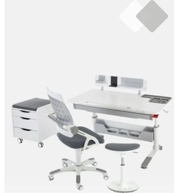 Resim Creo Mobili Yükseklik Ve Eğim Ayarlı, Sirius Premium Bilgisayar Ve Çalışma Masası Takımı Ekru/mavi Gri 