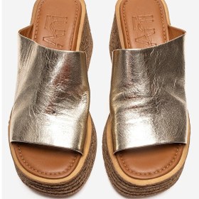 Resim Luvishoes Marc Altın Hakiki Deri Dolgu Topuklu Kadın Terlik 