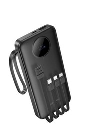 Resim Borofone BJ53 10000mAh 4 Dahili Kablolu Dijital Ekranlı Powerbank (Type-C, Lightning, Micro) Siyah 