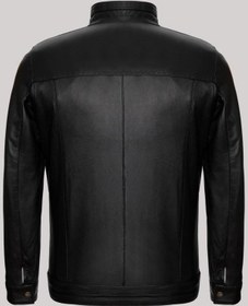 Resim Deriwork Hakiki Kuzu Derisi Siyah Erkek Deri Mont Düz Slim Fit Hakim Yaka Deri Ceket Siyah 