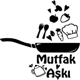 Resim Mutfak Aşkı Sticker Duvar Dekor Sticker 40 x 44 cm 