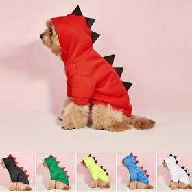 Resim Dinozor Köpek Kostümü Dikenler & Kuyruk ile - Küçükten Büyük Irklara Tam Vücut Dinozor Kıyafeti (XS/S/M/L/XL), Yavru Köpekler & Kedi Benzeri Köpekler için Makinede Yıkanabilir Kapüşonlu Kazak, Temalı Partiler & Rol Yapma 