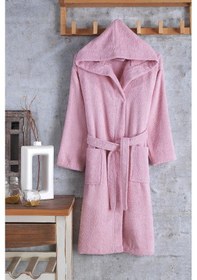 Resim Pamuklu Kapşonlu Genç Bornoz Unisex Garson Boy Bornoz 001 