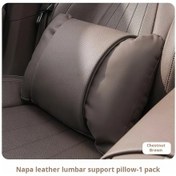 Resim Elmpaly Kahverengi Bel Desteği Şık Nappa Araç Başlık Yastığı Ultra Yumuşak Konfor Tüm Mevsimler Nefes Alabilir Tasarım Kolay Montaj 