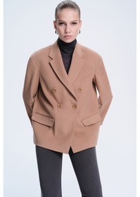 Resim Hatemoğlu Saykı Woman Camel Dinamik Fit Kruvaze Ceket Lacivert 
