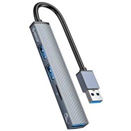 Resim Orico AH-A12F-GY-BP 3 Portlu USB 3.0 Çoklayıcı TF Micro SD Kart Okuyucu Alüminyum Hub 