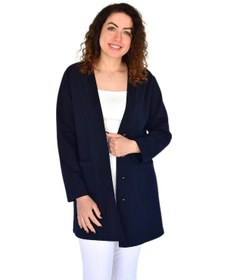 Resim Kadın Anne Mevsimlik Düğmeli Cepli Hırka Bgl-st04313 Lacivert 