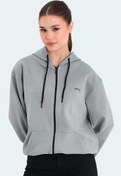 Resim Slazenger KIMBERLEY IN Kadın Fermuarlı Kapüşonlu Cepli Gri Sweatshirt 