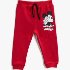Resim Erkek Bebek Mickey Mouse Baskılı Belden Bağlamalı Jogger Eşofman Altı Lisanslı 