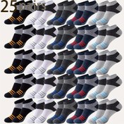 Resim 25 Çift Erkek Atletik Çorap - Renkli Çizgilerle Şık Siyah, Beyaz ve Gri Örgü Spor Çorapları, Polyester Karışımlı, Makine Yıkanabilir, Atletik Çoraplar|Şık Atletik Çoraplar|Esnek Malzeme 
