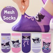 Resim 5 Çift - Sanrio Kuromi Kız Çocuk Ayak Bileği Çorapları – İlkbahar Yaz İçin Sevimli Nefes Alabilen Düşük Kesim Çoraplar 