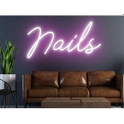 Resim Twins Led Nails Yazılı Neon Tabela Pembe Model:model:34643366 