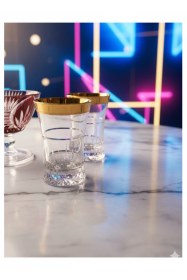 Resim Gold Dekorlu Paşabahçe Azur Lux Meşrubat Ve Su Bardağı %100 El Yapımıdır Şeffaf 