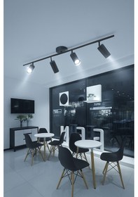 Resim Spoti 4'lü Siyah Renk Beyaz Işık Modern Tasarım Salon - Mutfak - Banyo Spot Ledli Sıralı Avize Siyah 