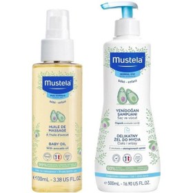 Resim Mustela Bebek Bakım Masaj Yağı 100 ML + Gentle Cleansing Gel Yenidoğan Şampuan 