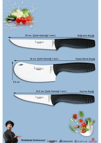 Resim Eco Serisi Mutfak Bıçak Seti Et Sebze Börek 3 Lü Set Mft-4536 Siyah 