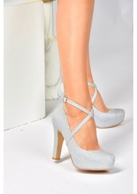 Resim Fox Shoes Gümüş Sim Platform Topuklu Kadın Abiye Ayakkabı M348007614 Gümüş 