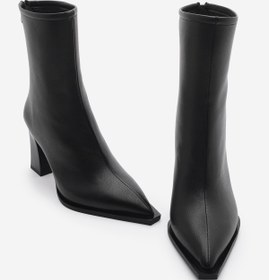 Resim Marjin Kadın Topuklu Bot Sivri Burun Arkadan Fermuarlı Kalın Ökçe Kikas siyah 