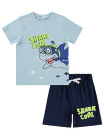 Resim Civil Boys Shark Cool Baskılı 2-5 Yaş Pijama Takımı - Mavi - Buz Mavi / 4-5 Yaş 