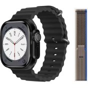 Resim Pazariz Gs8 Watch 8 Ultra Akıllı Saat Siyah Türkçe Watch 2.02 Inc Gri Dokuma Kordon Hediye 