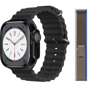 Resim Pazariz Gs8 Watch 8 Ultra Akıllı Saat Siyah Türkçe Watch 2.02 Inc Gri Dokuma Kordon Hediye 