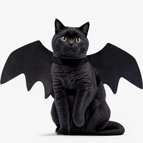 Resim Cadılar Bayramı Yarasa Kanatları Evcil Hayvan Kostümü, Kedi ve Küçük Köpekler için Polyester Çizgi Film Temalı Kıyafet, Güvenli Kapatma ile Ayarlanabilir Kostüm, Evcil Hayvan Giydirme Partileri için Büyük Irk Cosplay Aksesuarı 