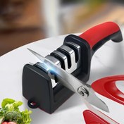Resim Çok Fonksiyonlu 4 Seviyeli Profesyonel Bıçak Bileme Aleti - Tungsten Çelik, ABS ve Seramik Taşlar - Kolay Asılabilir, Mutfak ve Açık Hava Bıçakları İçin Uygun 