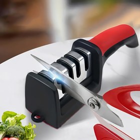 Resim Çok Fonksiyonlu 4 Seviyeli Profesyonel Bıçak Bileme Aleti - Tungsten Çelik, ABS ve Seramik Taşlar - Kolay Asılabilir, Mutfak ve Açık Hava Bıçakları İçin Uygun 