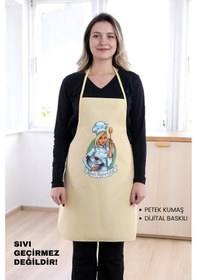 Resim Siyah Chef Leke Tutmaz Kumaş Mutfak Önlüğü Sarı 