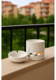 Resim Porselen Baskılı Küllük - Duman 