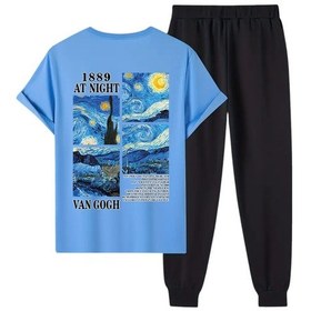 Resim Unisex Vangogh Baskılı Eşofman Takımı Bebemavi Bebe Mavi 