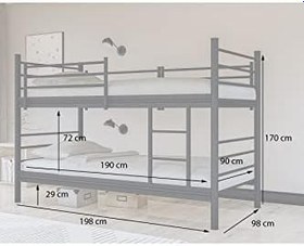 Resim metalia GM 129 LEVEL AYRILABİLİR ÇİFTLİ RANZA SİYAH 90X190 