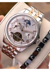 Resim Ferrucci Otomatik Mehtap Ve Güneş Kadranlı Bileklik Hediyeli 3 Atm Erkek Kol Saat Ff.g3606.4 Gümüş 