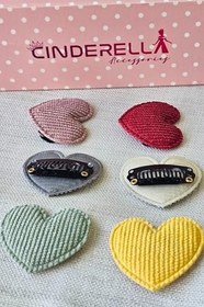 Resim 6'lı Kalpli Saçsız Bebek Tokası 3.5 cm - Az Saçlı Kız Bebek Toka Seti Çıtçıtlı Yenidoğan Tokası 