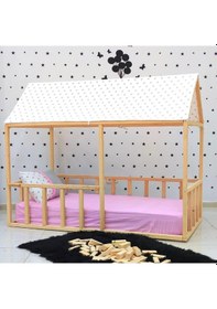 Resim Markaawm Montessori Yatak Doğal Çam Madrid Ahşap Karyola 