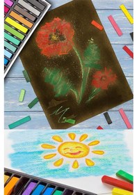 Resim Toz Pastel Boya 12 Renk 1 Paket Toz Soft Pastel Bıya 12 Li Yumuşak Pastel Canlı Renkler Gölgeleme İçin Pastel 