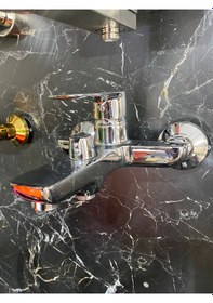 Resim İsaoğlu Yapı Gümüş Banyo Bataryası Kare Büyük Tasarım Krom Duş Musluğu Banyo Armatür Gümüş 