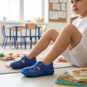 Resim JOJO KIDS erkek çocuk yumuşak ve esnek örümcek sandalet panduf , kaymaz taban , ortopedik yastıklı ,terletmez 