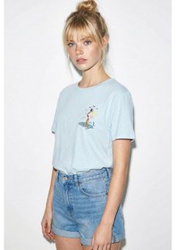 Resim Shade Kadın Pamuk El İşi Flamingo Nakış Detaylı Tasarım T-shirt 1004 60282049 - Bebe Mavisi L 
