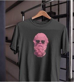 Resim Unısex Kadın Erkek Gözlük Heykel Mitoloji Barok Rokoko %100 Pamuk Siyah Beyaz T-shirt 