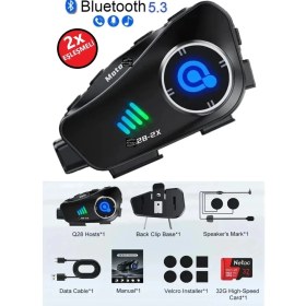 Resim Üreticiniz Ashwork Q28 2x 2 Eşleşmeli Motosiklet Kask Bluetooth Kulaklık 1080P Kamera Su Geçirmez Intercom 