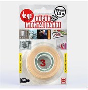 Resim Vege Çift Taraflı Köpük Bant 19 MM x 1,5 Mt (3) 