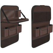 Resim Cbtx 4041 Napa Doku Deri Oto Koltuğu Sırt Saklama Çantası Katlanır Yemek Masası Kahverengi 
